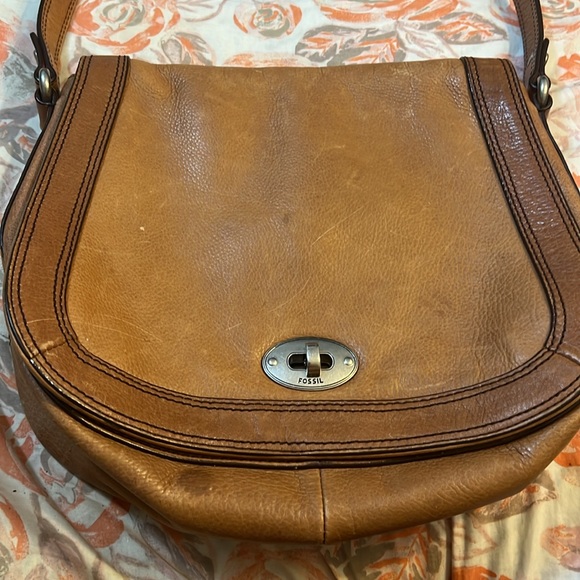 Women's Fossil Brown Leather Shoulder Bag/Cross Body Purse - Picture 2 of 12